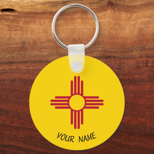 New Mexico Zia Sun Sleutelhanger ID Label JOUW NAA (Voorkant)