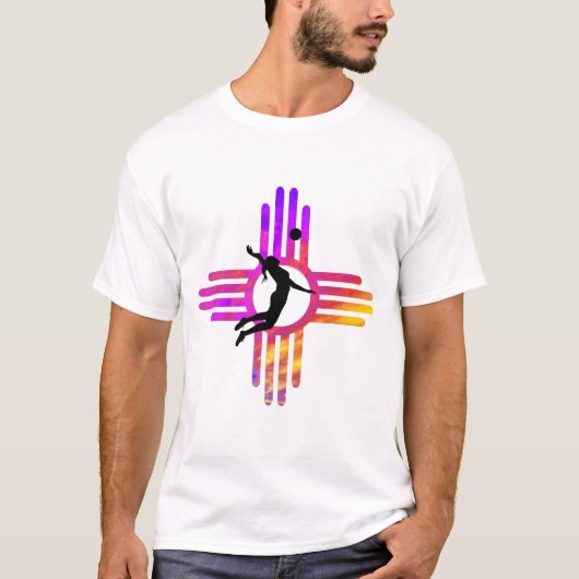 New Mexico Zia Sunset met Volleyball T-shirt (Voorkant)
