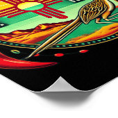 New Mexico Zia Symbol, Roadrunner & Chile Pepp Poster (Hoek)