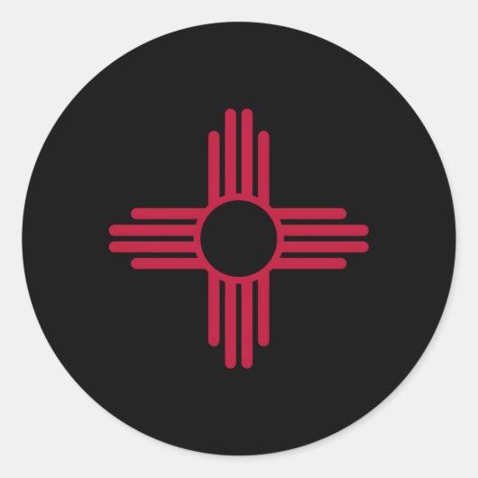 New Mexico Zia Zonsymbool Red Zia Sun Alone Ronde Sticker (Voorkant)
