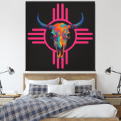 New Mexico Zon Schedel Roze Canvas Afdruk (Insitu (Slaapkamer))