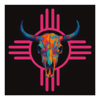 New Mexico Zon Schedel Roze Foto Afdruk