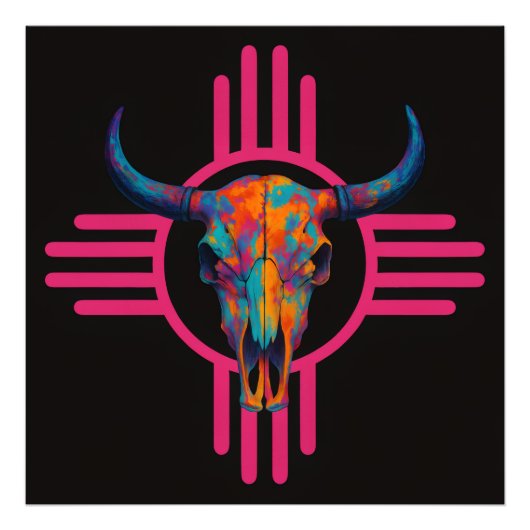 New Mexico Zon Schedel Roze Foto Afdruk (Voorkant)