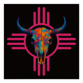 New Mexico Zon Schedel Roze Perfect Poster