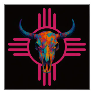 New Mexico Zon Schedel Roze Perfect Poster