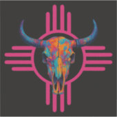 New Mexico Zon Schedel Roze  Sticker (Voorkant)