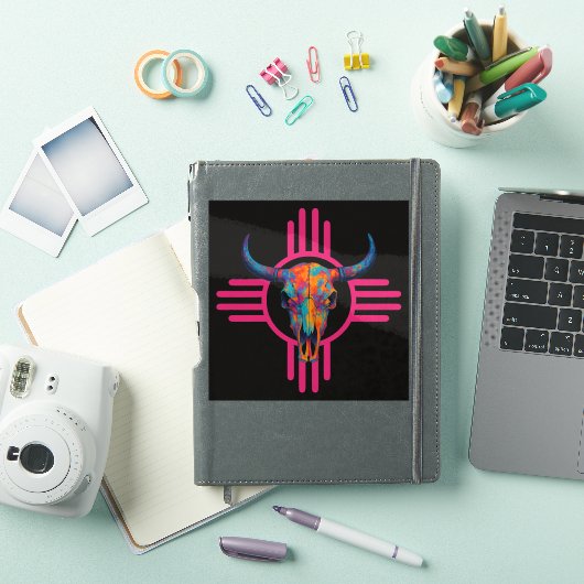 New Mexico Zon Schedel Roze  Sticker (iPad Cover)