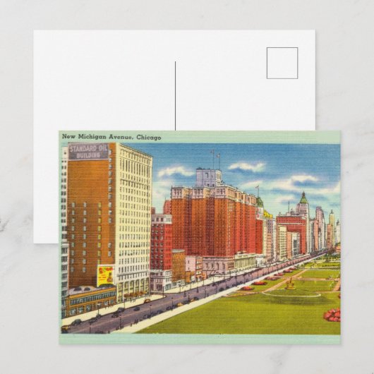 , New Michigan Avenue, Chicago Briefkaart (Voorkant / Achterkant)