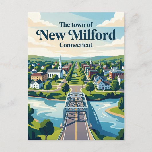 New Milford Connecticut Briefkaart (Voorkant)