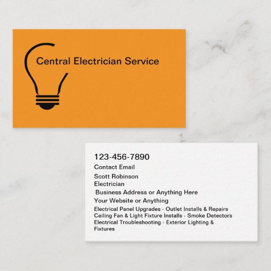 New Modern Electrician Service Business Cards Visitekaartje (Voorkant / Achterkant)