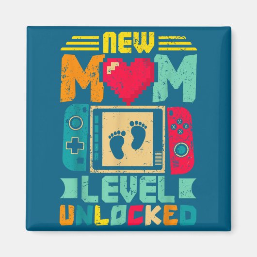 New Mom Level Unlocked Gamer Valentine's Magneet (Voorkant)