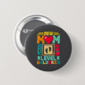 New Mom Level Unlocked Gamer Valentine's Ronde Button 5,7 Cm (Voorkant /achterkant)