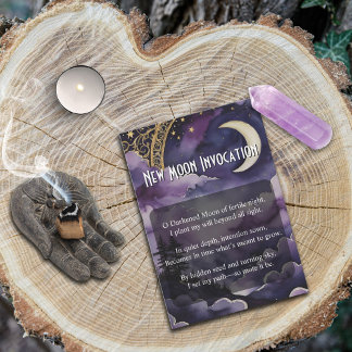 New Moon Invocation Pagan Prayer Pocket Card Kaart