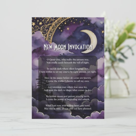 New Moon Invocation Pagan Prayer Ritual Card Kaart (Staand voorkant)