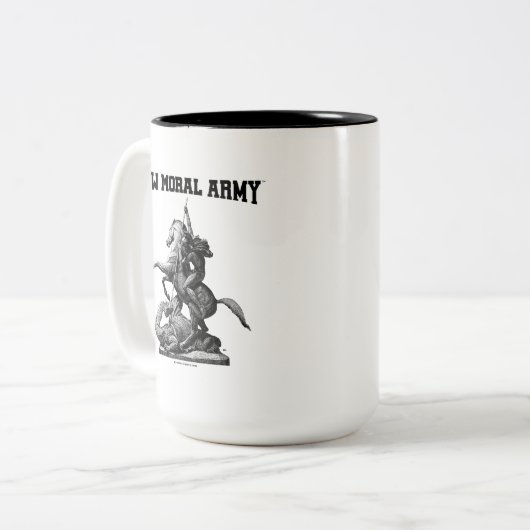 New Moral Army™ St. George & Dragon Logo Tweekleurige Koffiemok (Voorkant links)