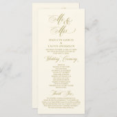 New Mr en Mrs.,  Gold, bruiloft ceremonie Programmakaart (Voorkant / Achterkant)