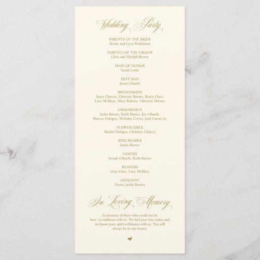 New Mr en Mrs., Gold, Wedding Ceremonie Pro Programmakaart (Achterkant)