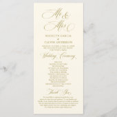 New Mr en Mrs., Gold, Wedding Ceremonie Pro Programmakaart (Voorkant)