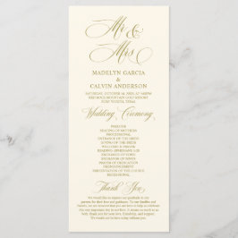 New Mr en Mrs.,  Gold, Wedding Ceremonie Pro Programmakaart