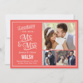 New Mr en Mrs Wedding Announcement - Coral Kaart (Voorkant)