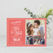 New Mr en Mrs Wedding Announcement - Coral Kaart (Staand voorkant)