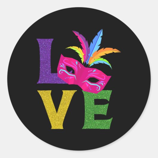 New Orlean Carnival Roze Mask Party Outfit Ma Ronde Sticker (Voorkant)