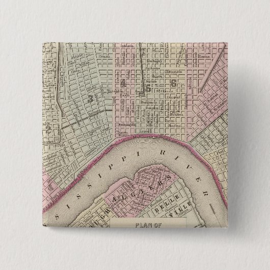 New Orleans 3 Vierkante Button 5,1 Cm (Voorkant)