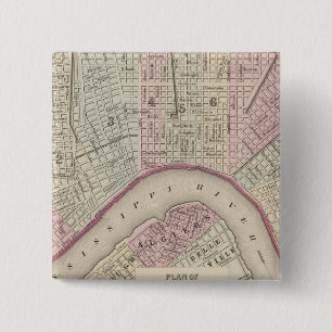 New Orleans 3 Vierkante Button 5,1 Cm
