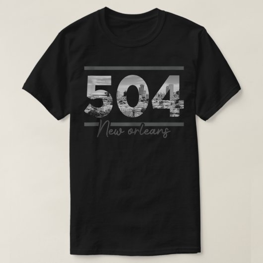  New Orleans 504 netnummer Skyline T-shirt (Design voorkant)