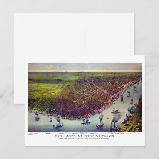 New Orleans Aerial uitzichten teruggezet in 1885 Briefkaart (Voorkant / Achterkant)
