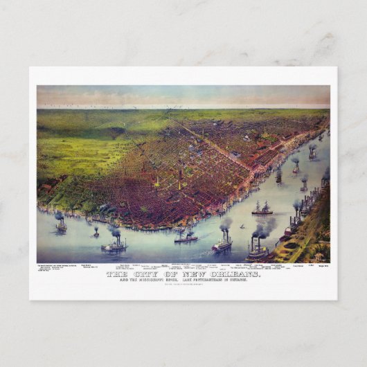 New Orleans  Aerial uitzichten teruggezet in 1885 Briefkaart (Voorkant)