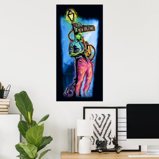 "New Orleans after Dark" Poster (Thuiskantoor)