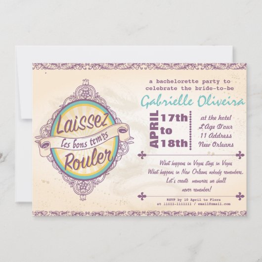 New Orleans Bachelorette Invitation Kaart (Voorkant)