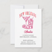 New Orleans Bachelorette Retro Roze Kaart (Voorkant)