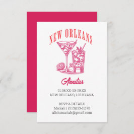 New Orleans Bachelorette Retro Roze Kaart