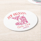 New Orleans bachelorette roze cocktail Ronde Kartonnen Onderzetter (Gebogen)