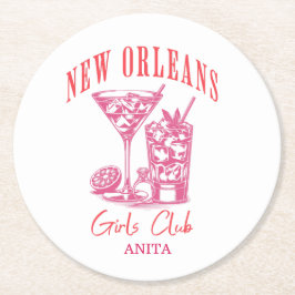New Orleans bachelorette roze cocktail Ronde Kartonnen Onderzetter