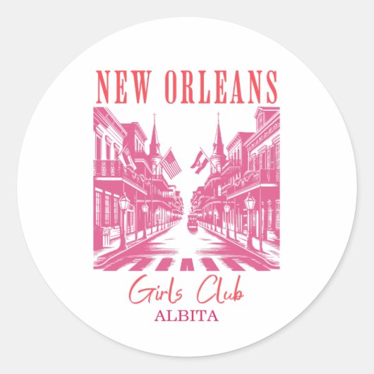 New Orleans Bachelorette roze Ronde Sticker (Voorkant)