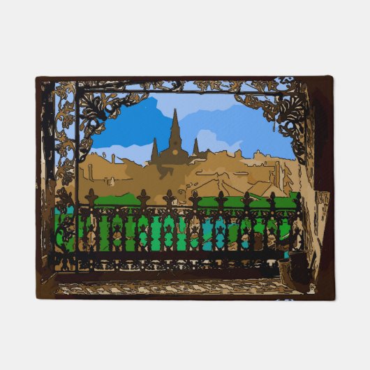 New Orleans Balcony Vintage Image Deurmat (Voorkant)