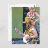 New Orleans Banjo-speler Briefkaart (Voorkant / Achterkant)