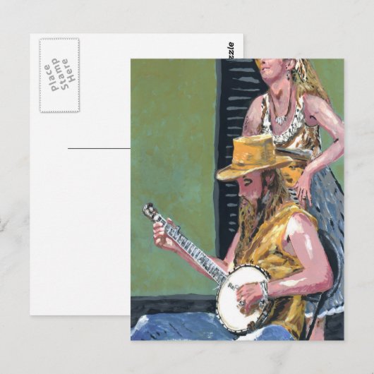 New Orleans Banjo-speler Briefkaart (Voorkant / Achterkant)