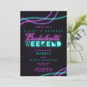 New Orleans Bead Bourbon Neon Bachelorette Weekend Kaart (Staand voorkant)