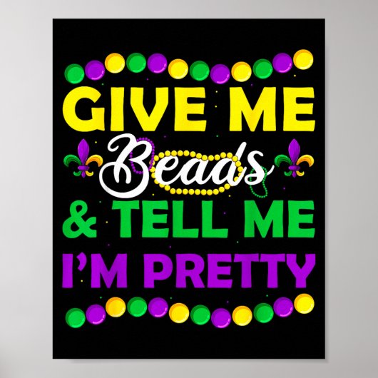 New Orleans Beads Mardi Gras Party Apparel Funny W Poster (Voorkant)