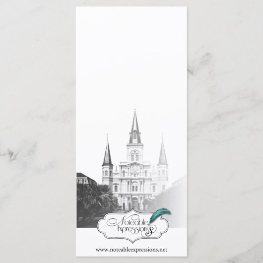 New Orleans Bestemming Bruiloft Menu (Achterkant)