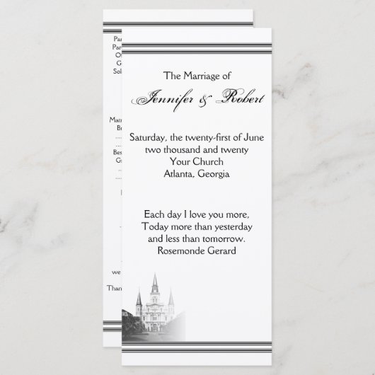 New Orleans bestemming bruiloft programma Programmakaart (Voorkant / Achterkant)