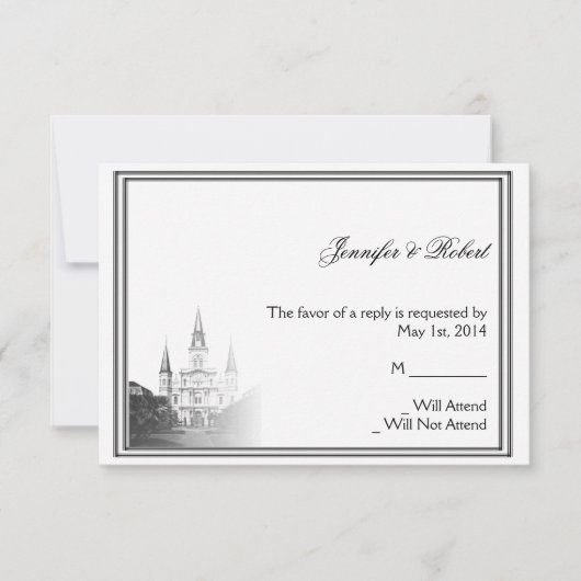 New Orleans Bestemming Bruiloft Reactie Kaart (Voorkant)