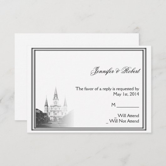 New Orleans Bestemming Bruiloft Reactie Kaart (Voorkant / Achterkant)