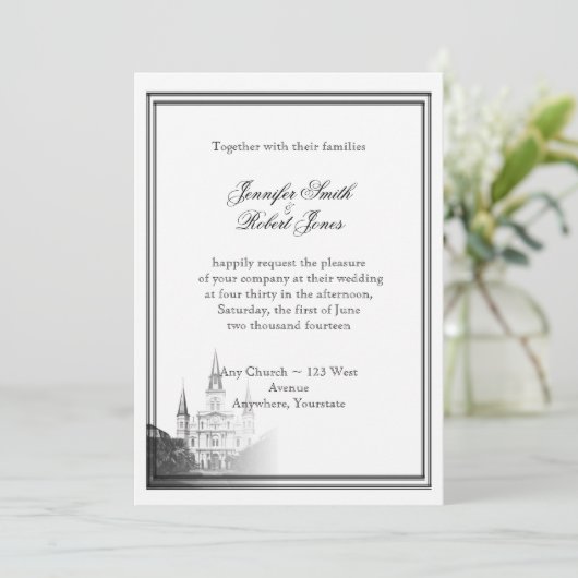 New Orleans bestemming bruiloft uitnodiging (Staand voorkant)