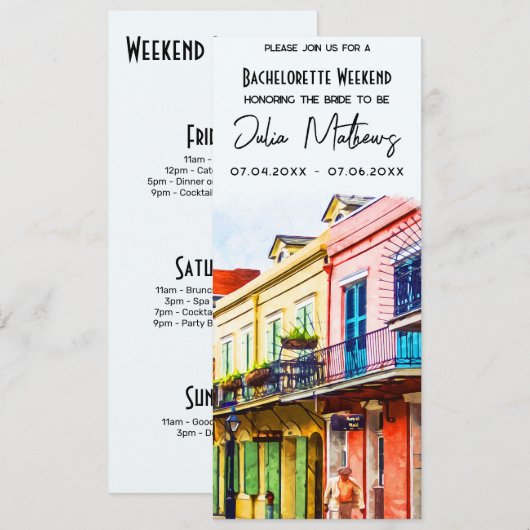 New Orleans Bestemming Vrijgezellenweekend Kaart (Voorkant / Achterkant)