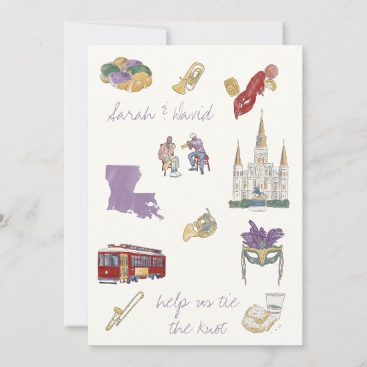 New Orleans bewaar de datum met tekeningen Kaart (Voorkant)